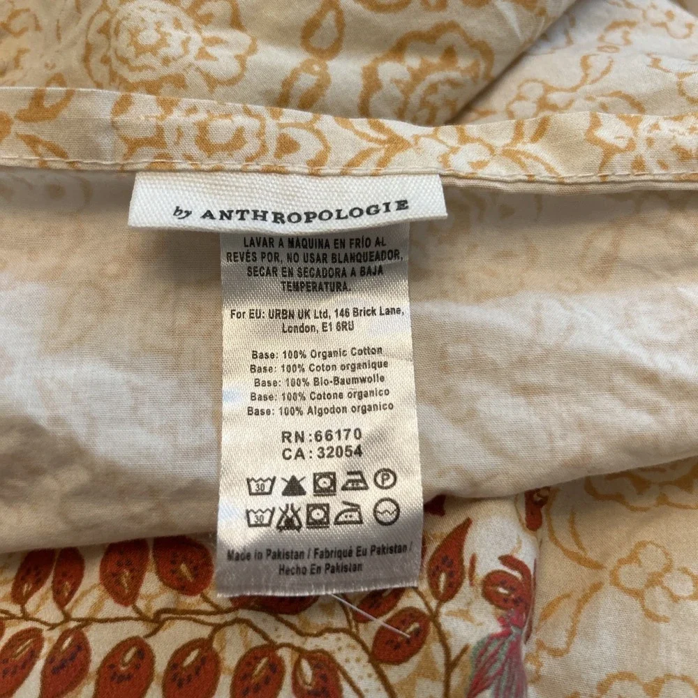 Anthropologie Sham Desert Garden Organic Cotton Printed Percale Euro Sham